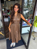 Lindy Leather Dress: Brown