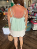 Bubble Hem Cami Tank: Sage