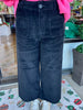 Wide Leg Corduroy Pants: Black