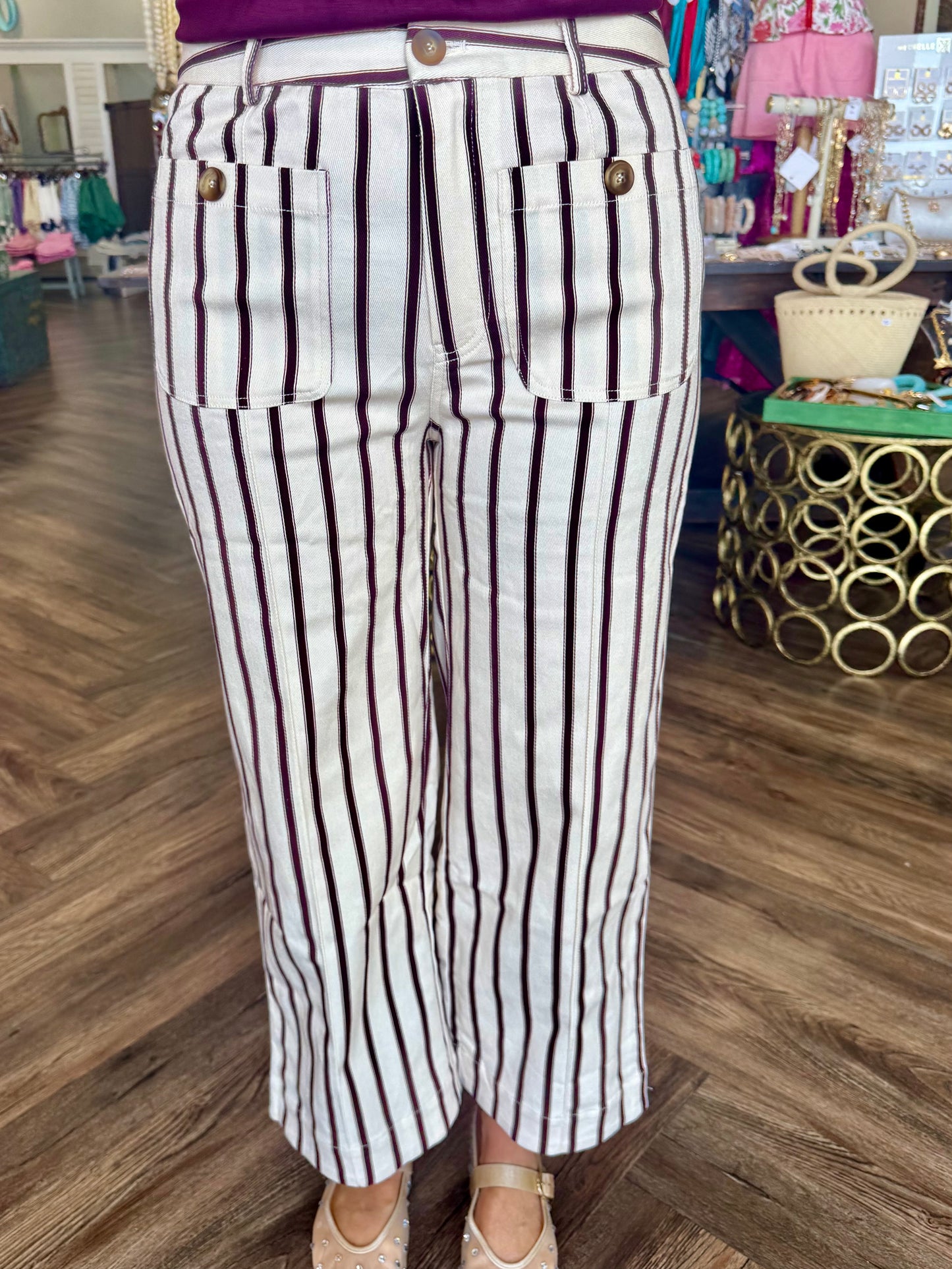 Must Have Stripe Pants: Maroon