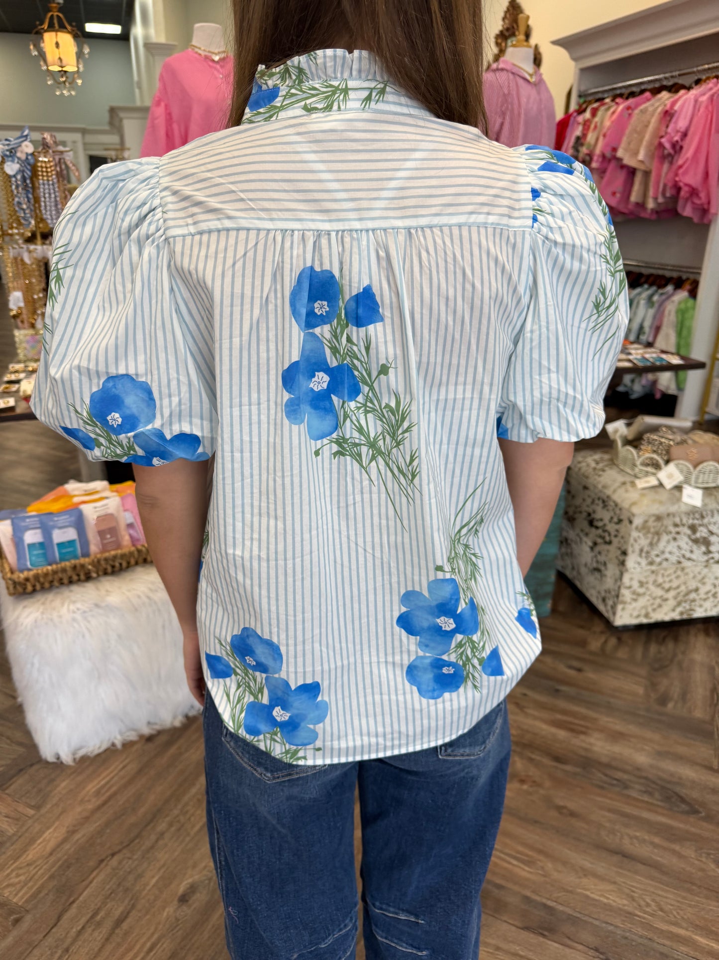 Shades Of Blue Flower Top
