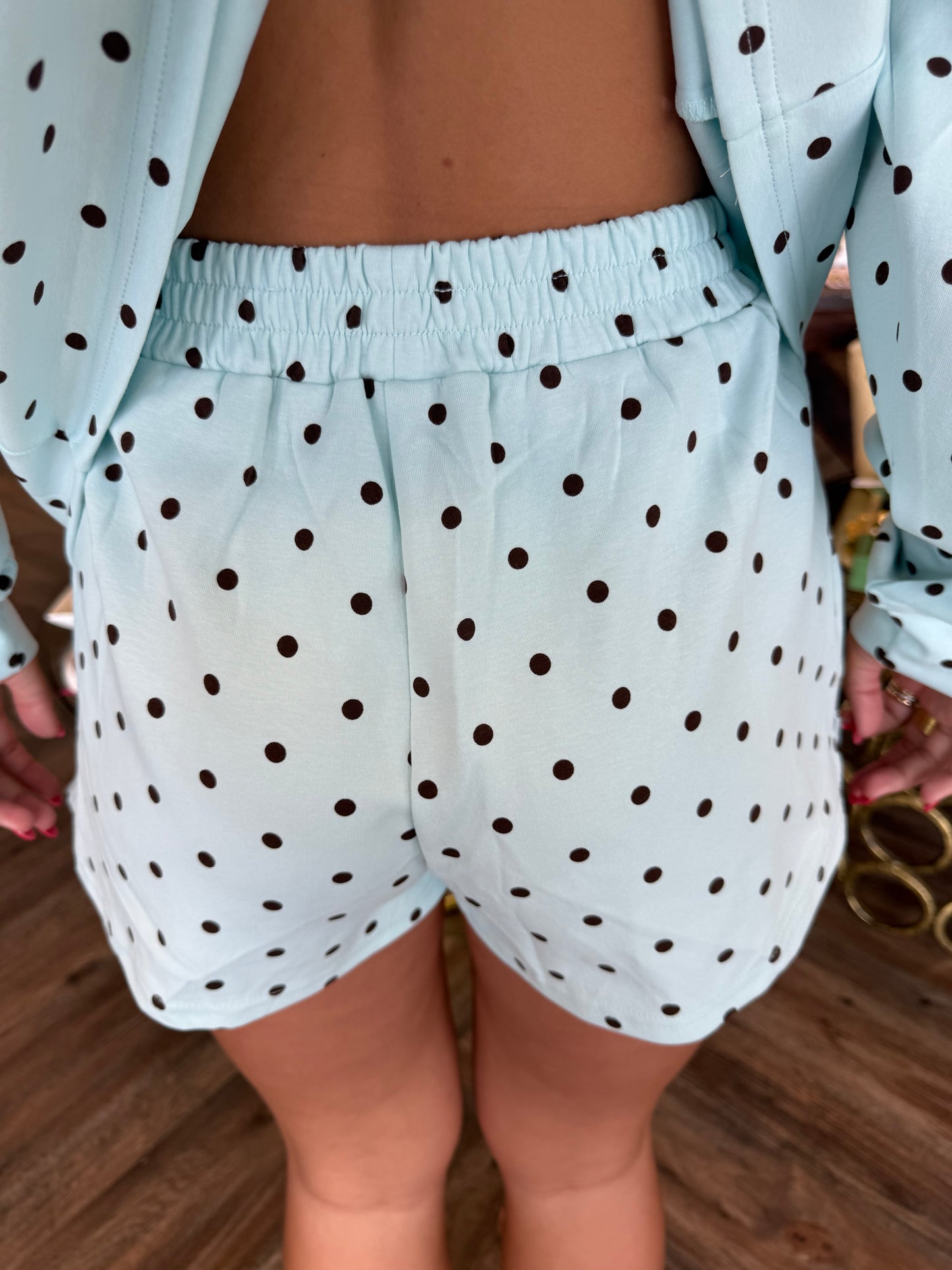 Blue And Brown Polka Dot Set
