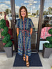 Emily Gray Border Dress: navy