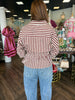 Fall Striped Waist Tie Top
