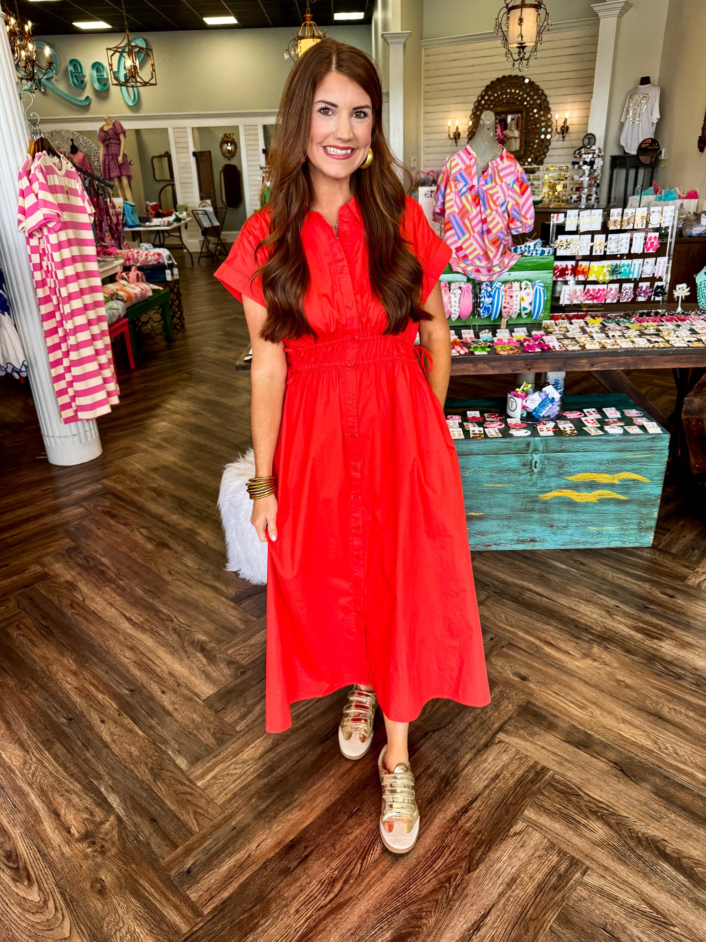 Coral Orange Midi Dress