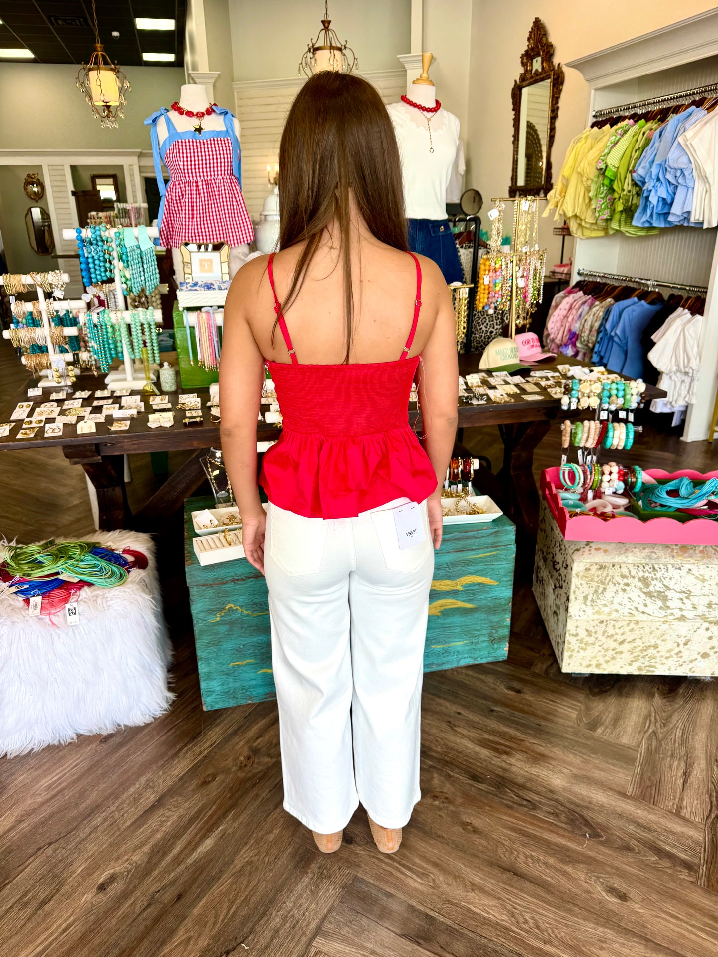 Red Pleated Tank