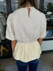 Peplum Leather Top: Cream