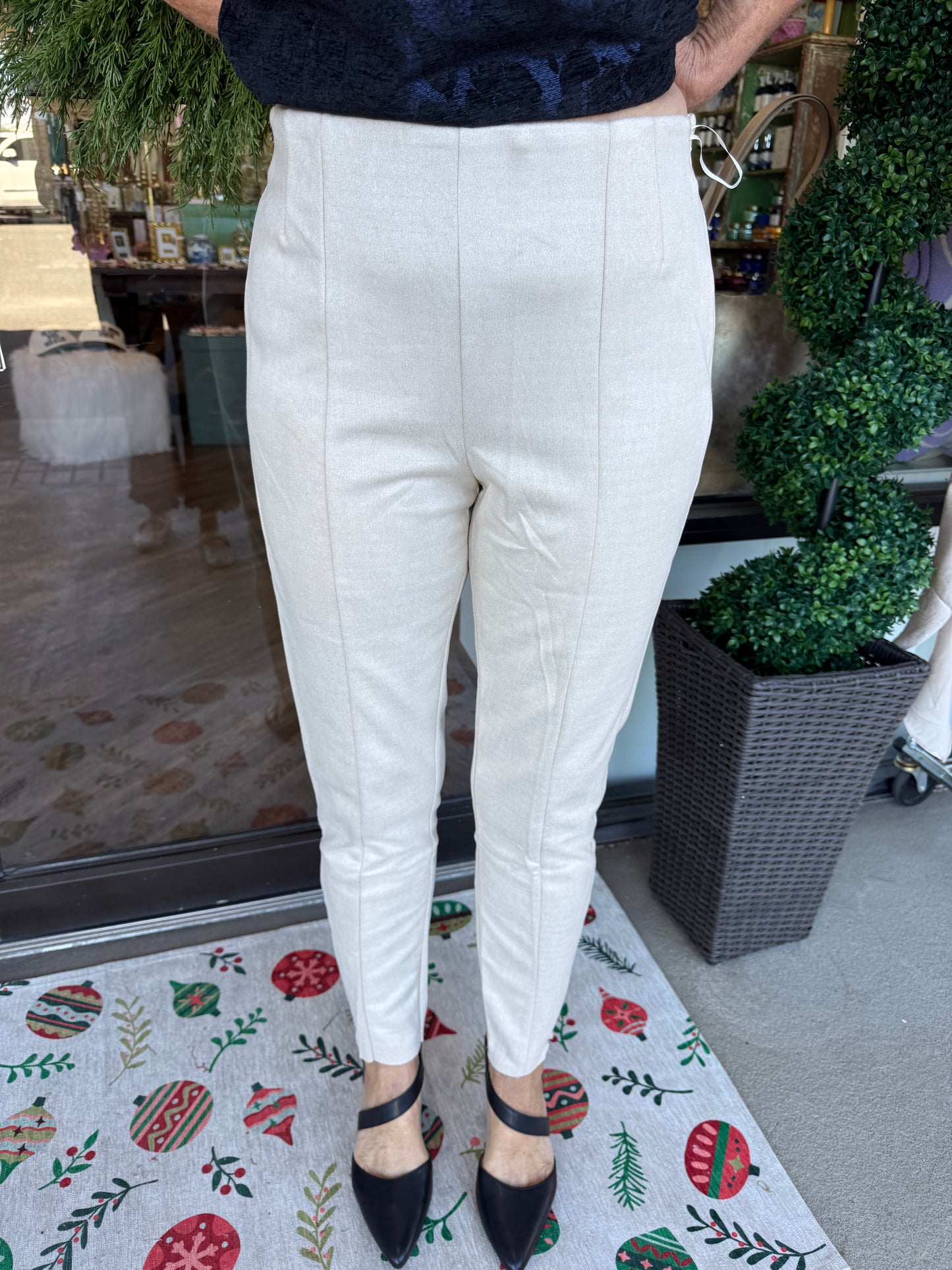 Elastic Band Suede Pants