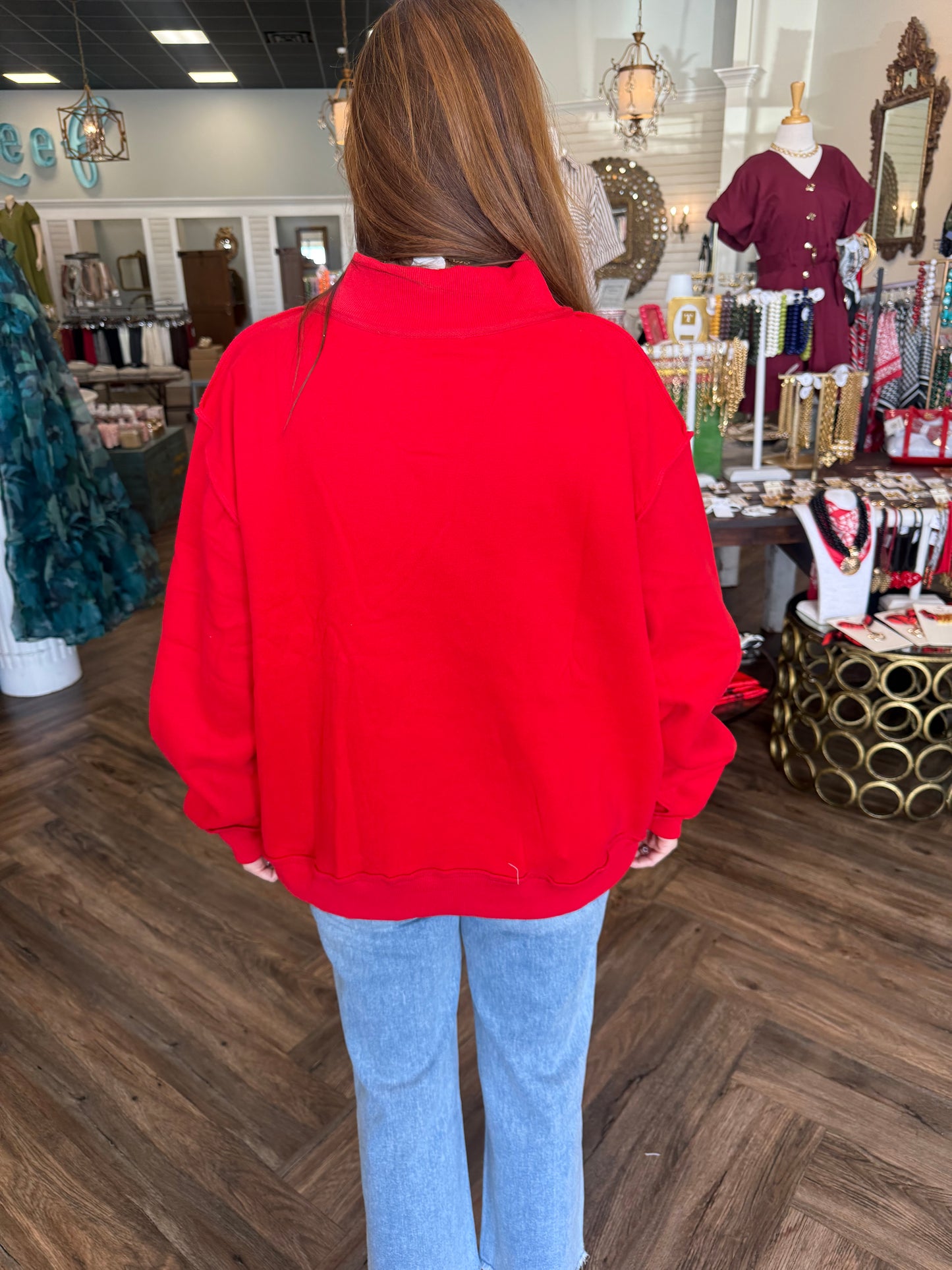 Red Mockneck Georgia Sweatshirt
