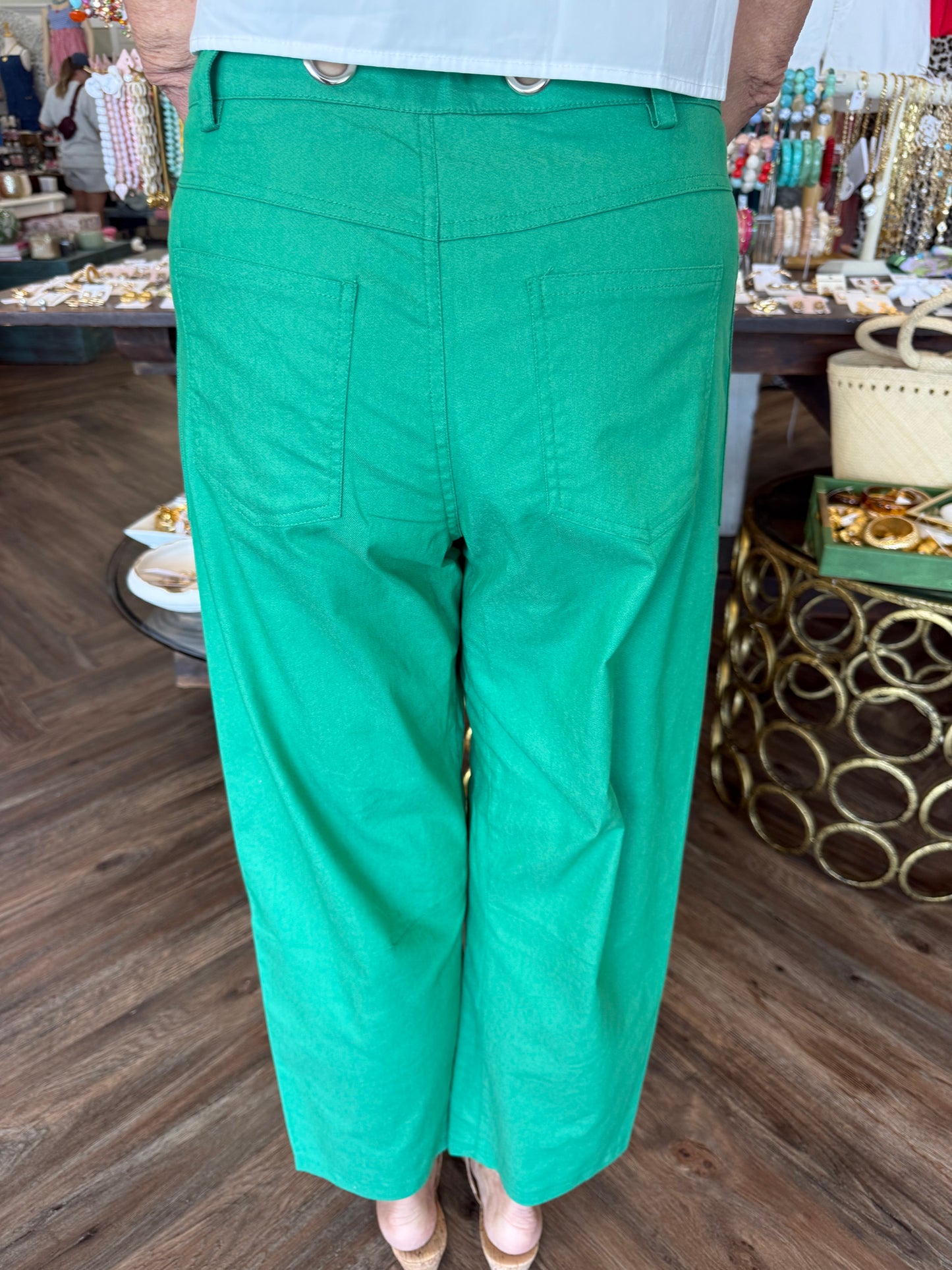 Casual Drawstring Pants: K Green