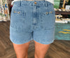 Horsebit Pocket Shorts: Denim