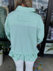 Girly Striped Ruffle Top: Green