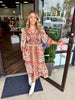 Rust Tribal Midi Dress