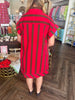 Red and Brown Striped Dress