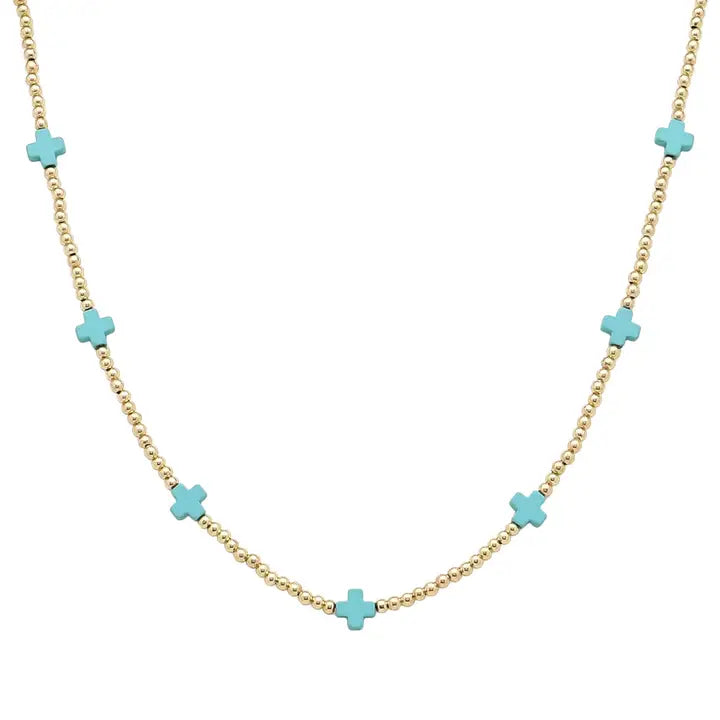 Beaded with Turquoise Cross Necklace