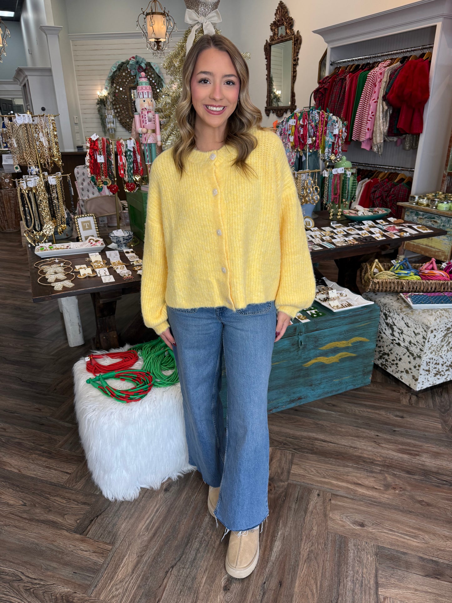 Elaine Button Sweater: Butter