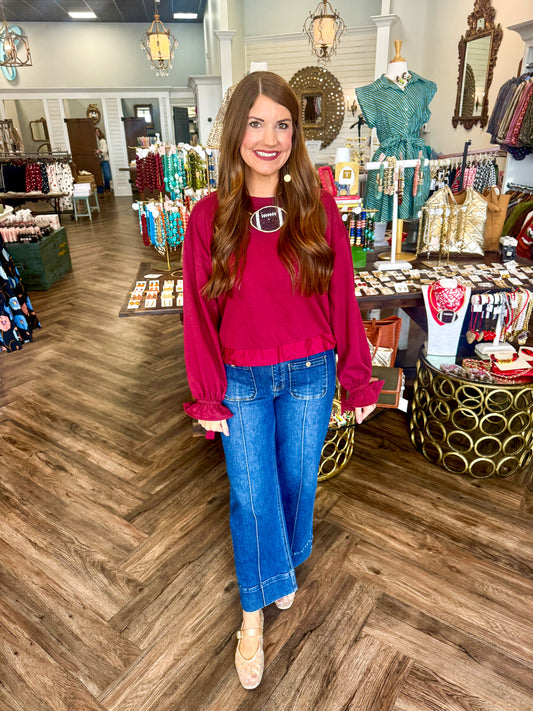 Girly Side Tie Top: Merlot