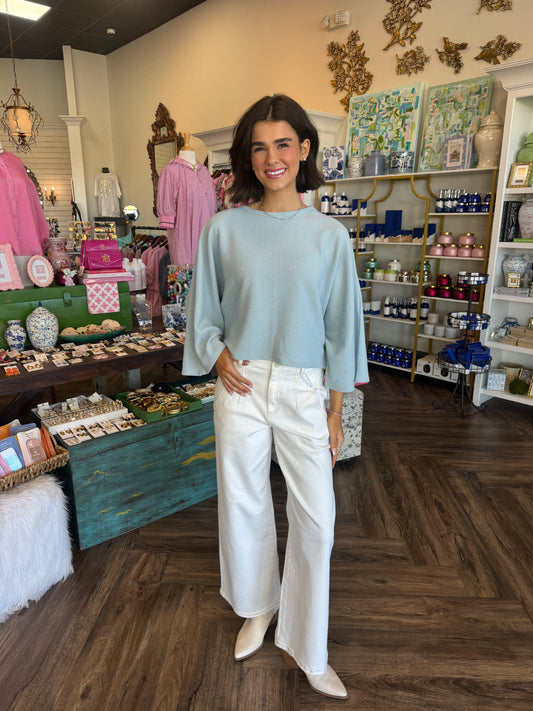 Poncho Top: Blue Fog