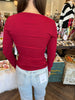 Ribbed Casual Top: Garnet Red