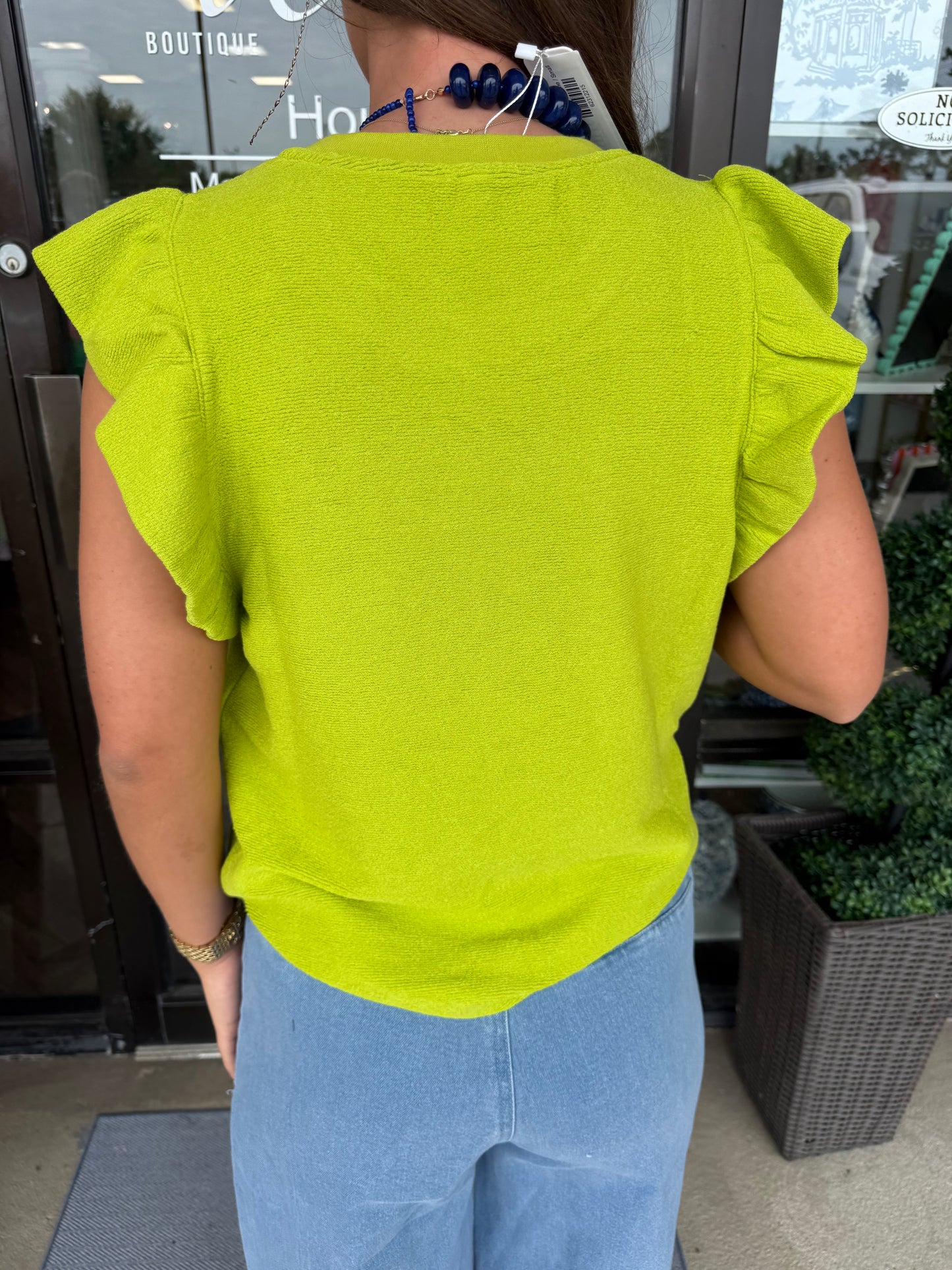 Kirby Ribbed Top: Lime