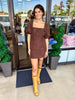 Square Neck Corduroy Dress