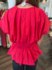 Structured Pleat Top: Red