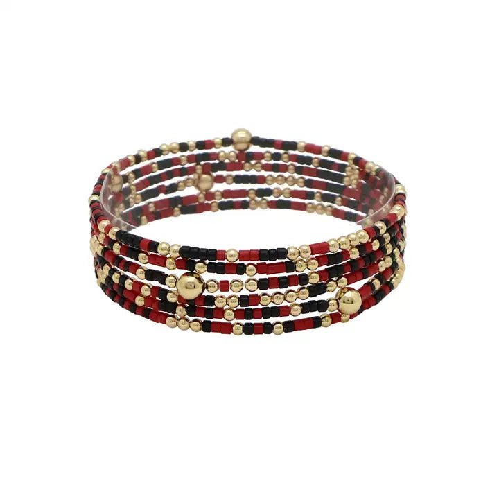 Red and Black Beaded Bracelet