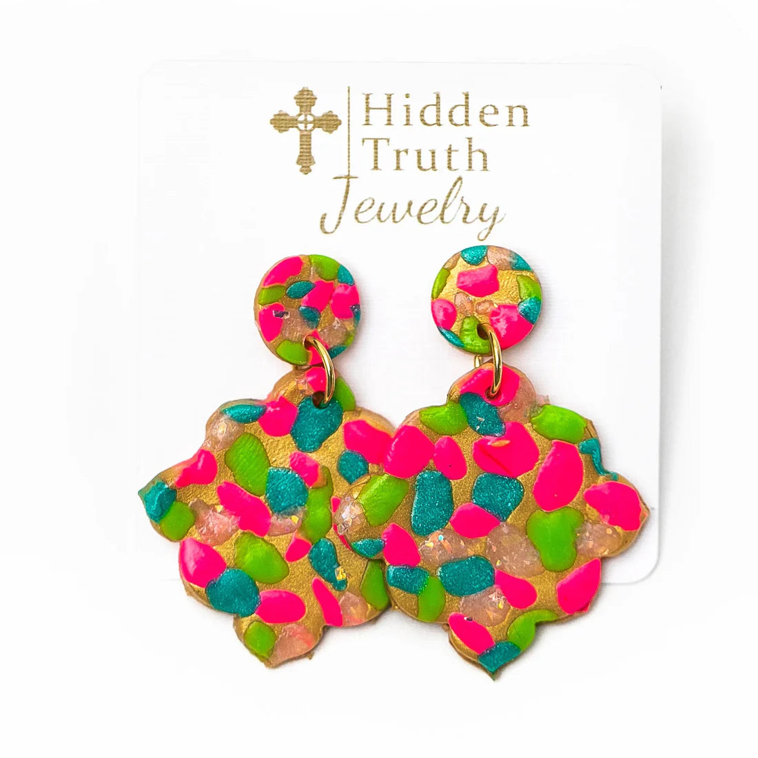 Hidden Truth: Pink, Turquoise & Green Confetti Dangles