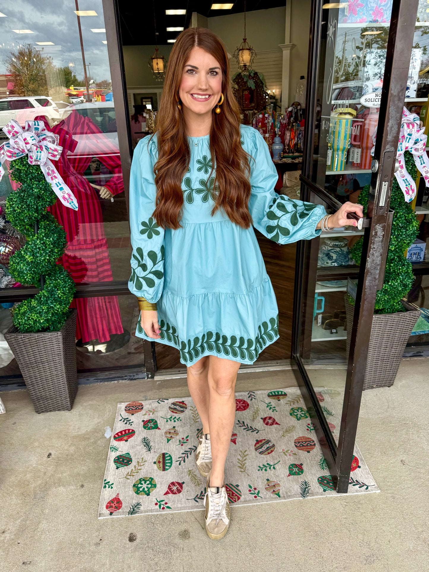 Blue Embroidered Dress