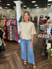 Button Peplum Sweater Top: Taupe