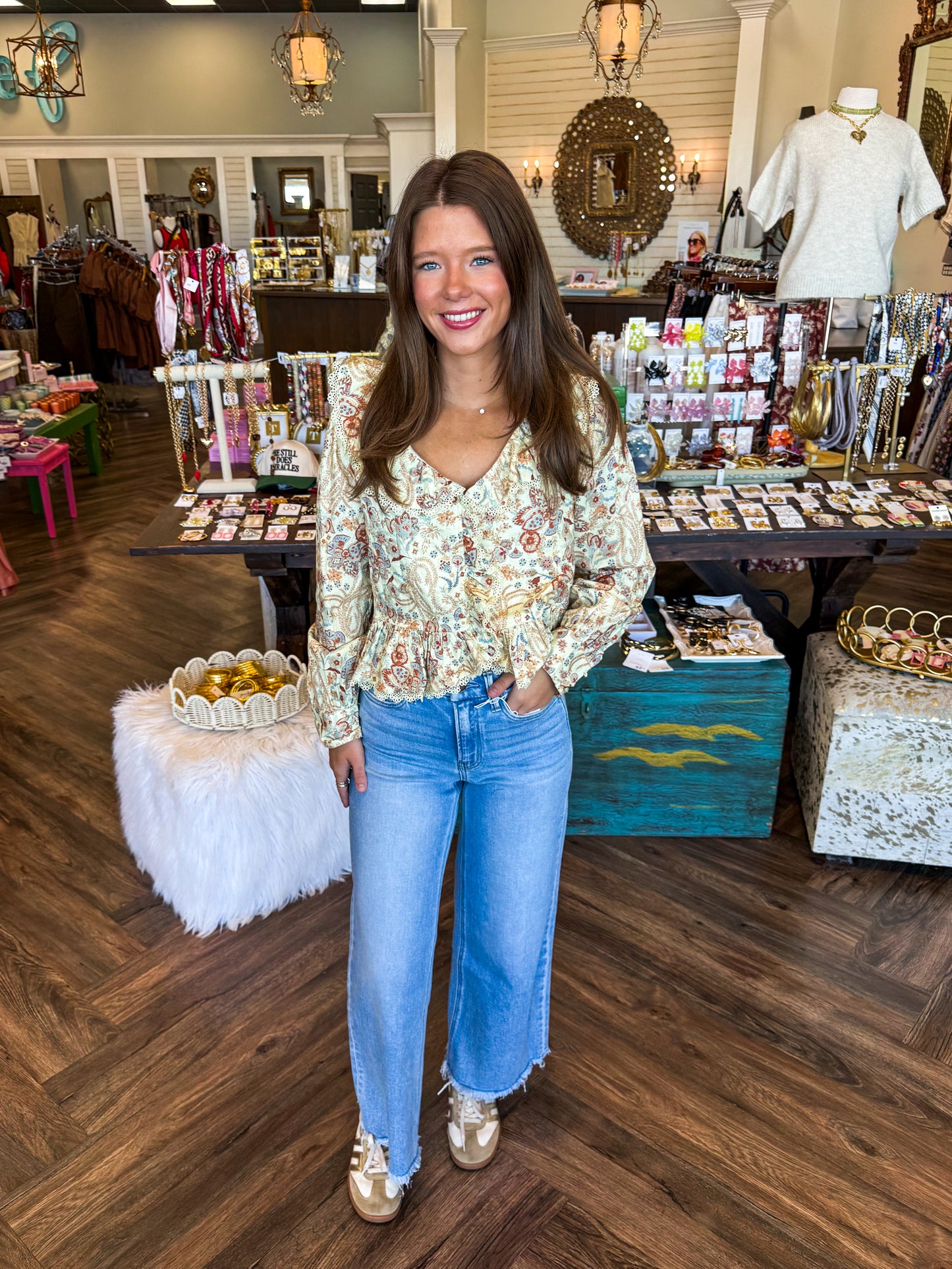 Quilted Flower Ruffle Top
