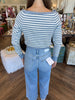 Striped Off-The-Shoulder Top: Blue