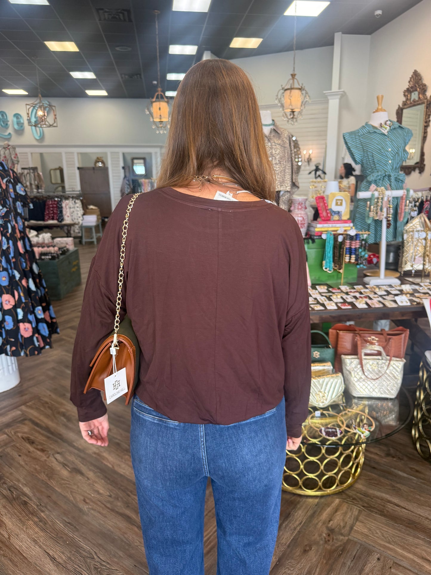 Scuba Soft Bubble Top: Brown