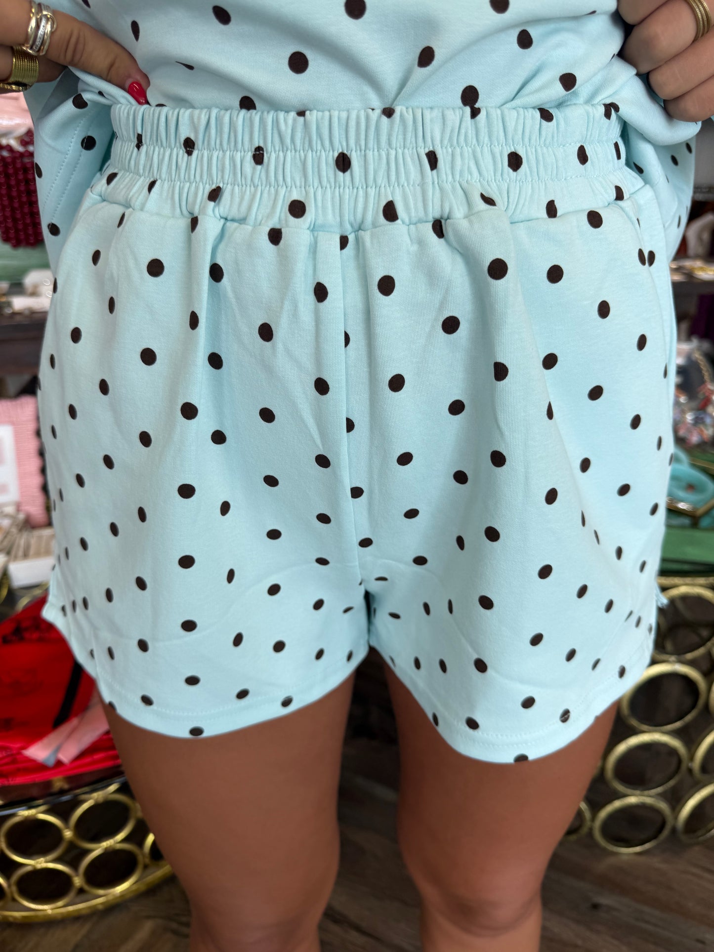 Blue And Brown Polka Dot Set