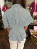 Fall Plaid Peplum Top: Blue