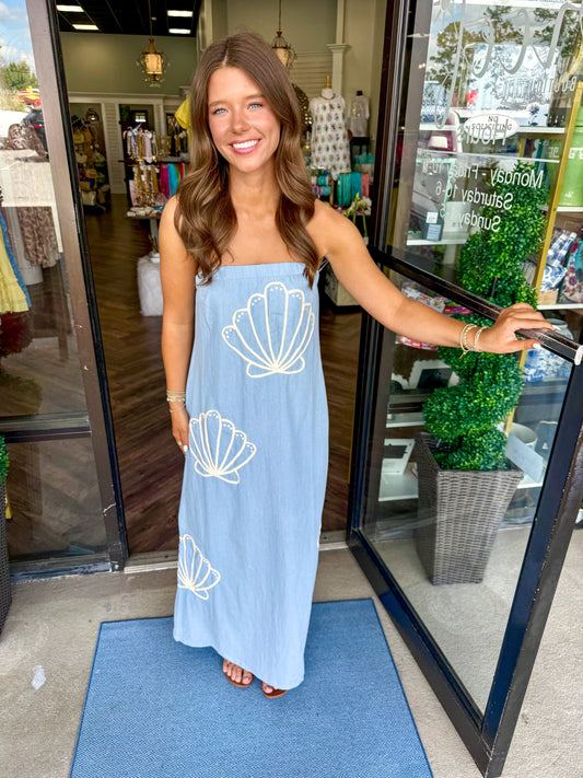 Embroidered Shell Maxi Dress