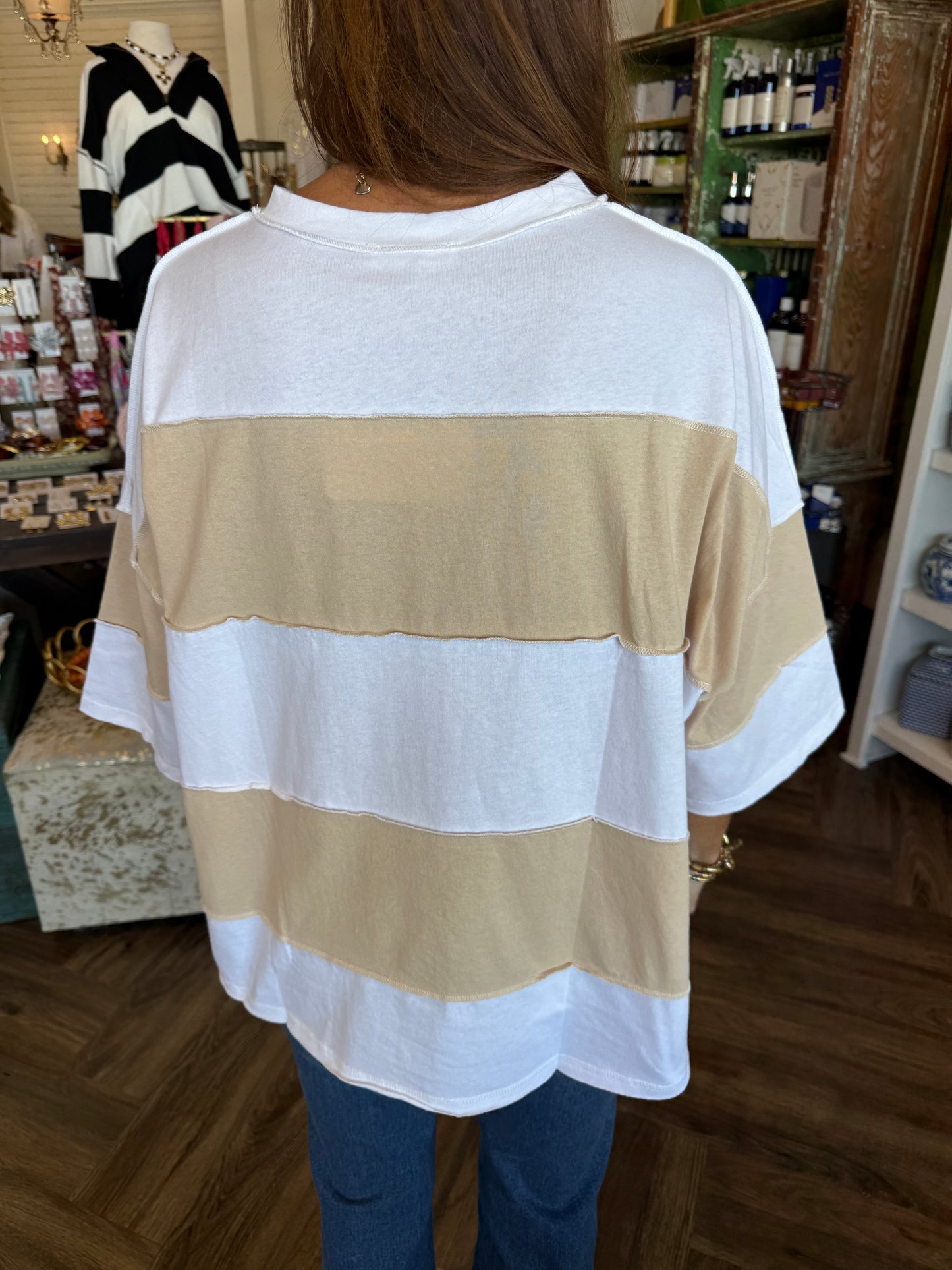 Polly Colorblock Top: Taupe