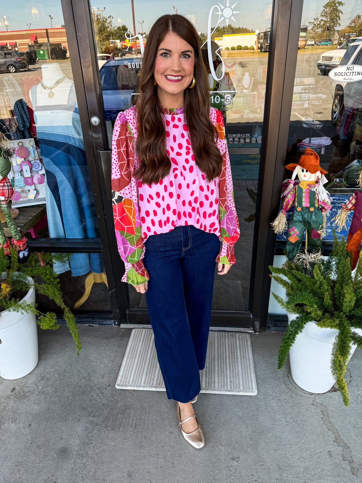 Mix Match Print Blouse: Pink