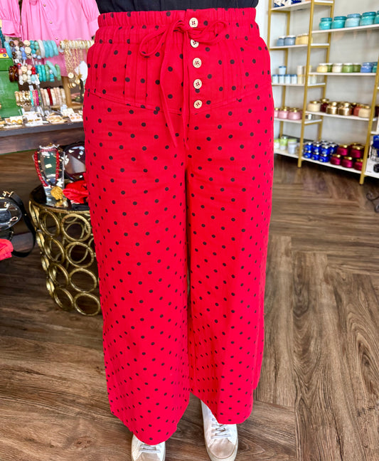 Red and Black Polka Dot Pants