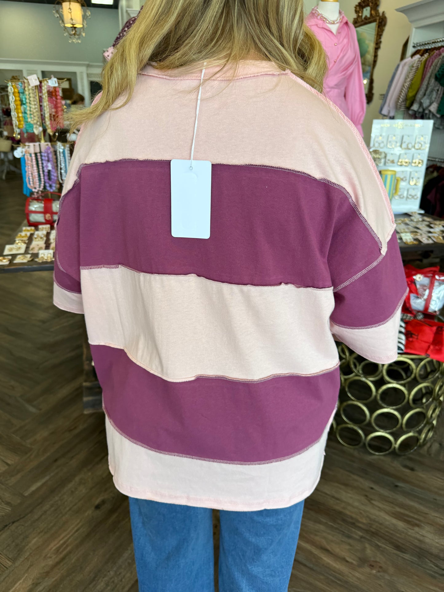 Polly Colorblock Top: Mauve
