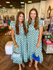 Blue and Green Garden Midi Dress