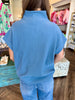 Zip Collar Top: Dusty Blue