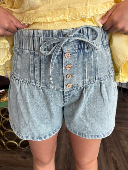 Button Down Denim Shorts