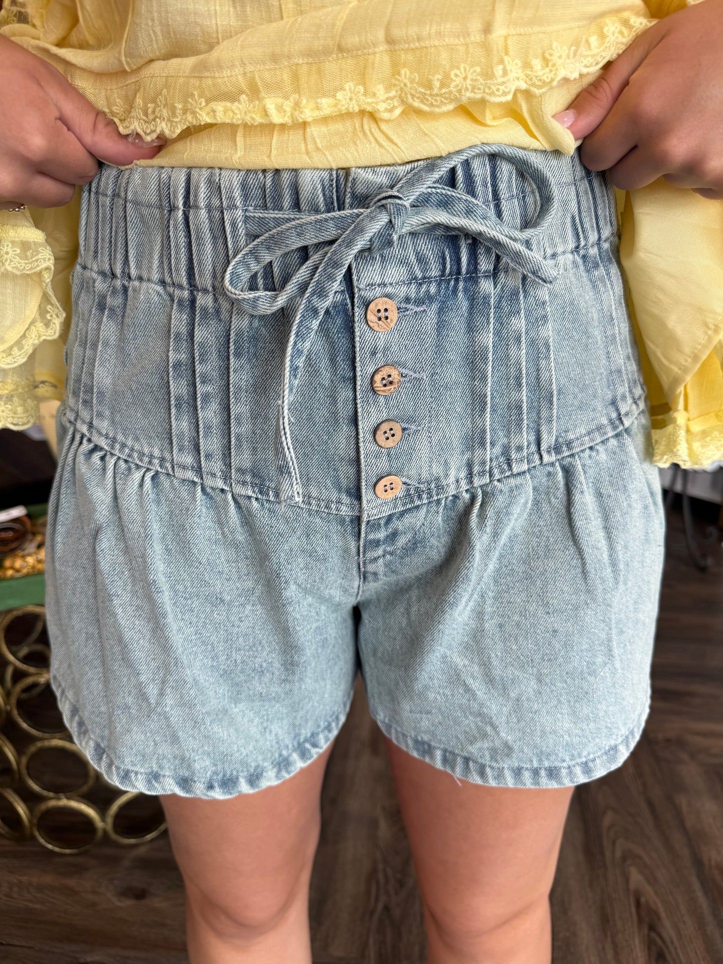 Button Down Denim Shorts