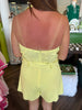 Belted Linen Romper: Banana