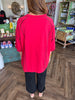 Relaxed Button Henley Tee: Red