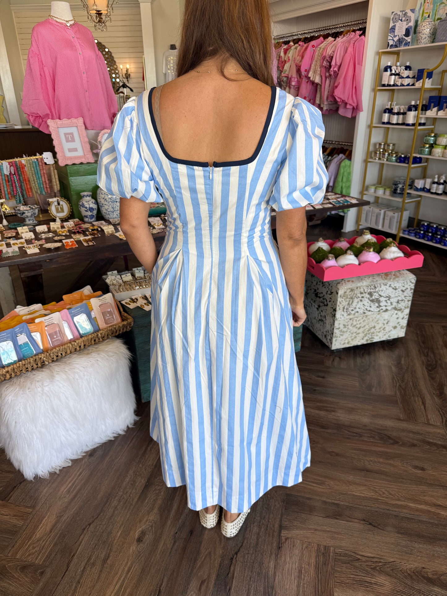 Caylie Stripe Midi Dress
