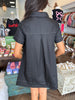 Black Stitch Shirt Dress