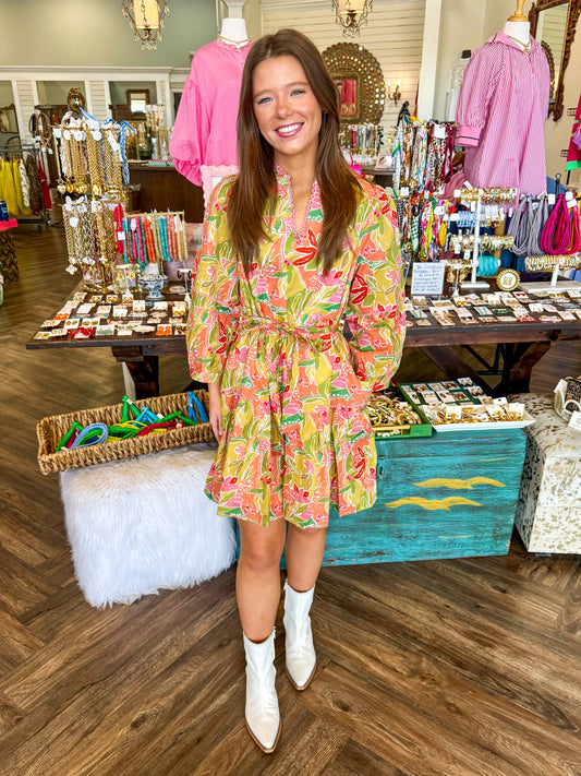 Pink Watercolor Iris Dress