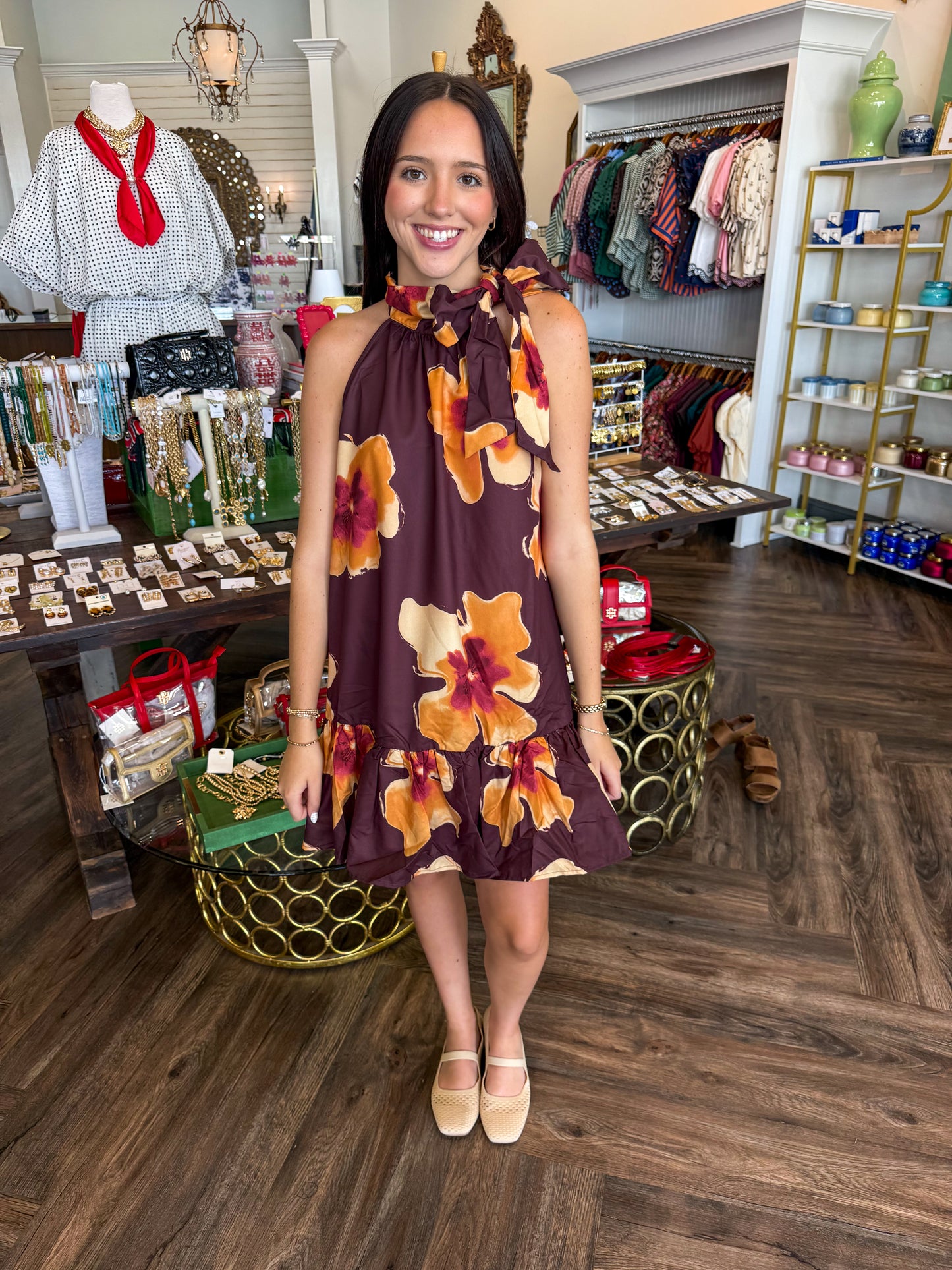 Tied and Bloom Dress:Mustard
